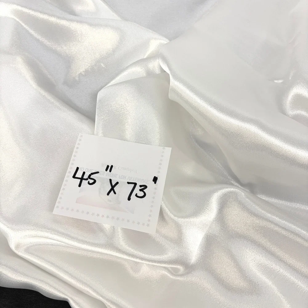 Satin Fabric White 45x73 Silky Shiny Crafting Sewing DIY Bridal Lux Glamour